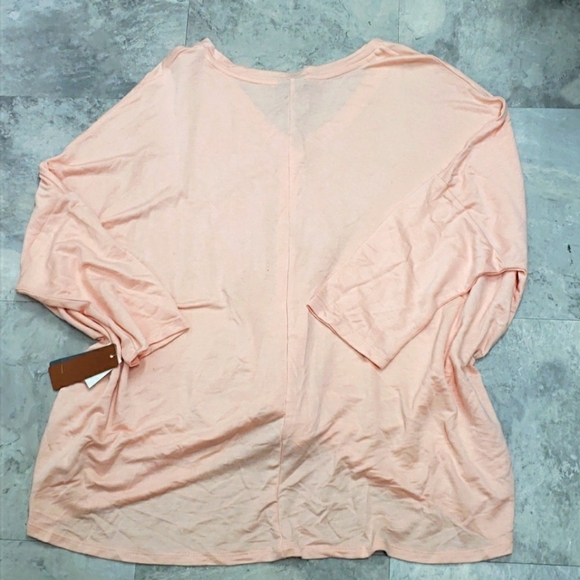 #10344-8 Women's 3/4 Sleeve Knot Front Sweatshirt,baby french,2X. - Picture 4 of 4